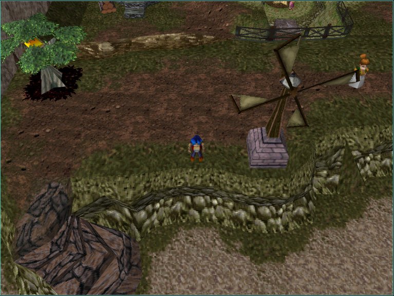 The engine rendering Rim Elm - Vahn near the windmills