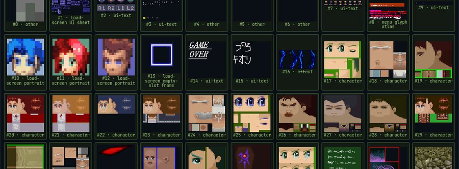 The TIM texture catalog decoded from the disc