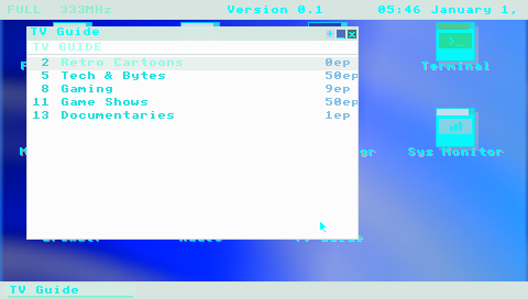 TV Guide in windowed mode, captured remotely via TCP screencap command
